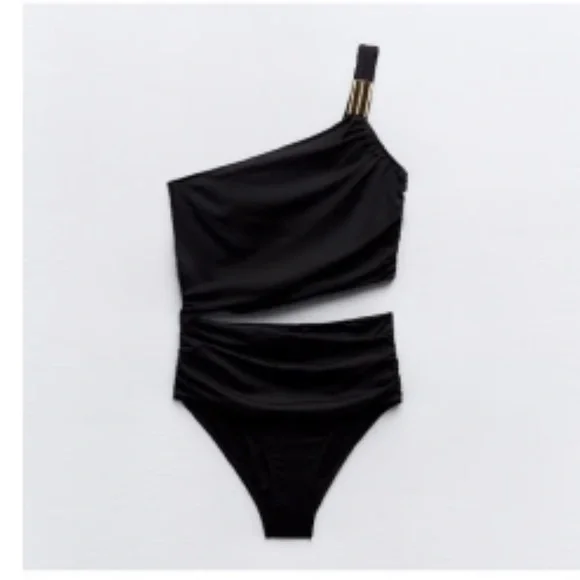 NWT Zara Cutout One Shoulder One Piece Swimsuit M - Picture 3 of 9
